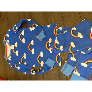 Mini Boden Kids Blue Rainbow Cloud Pajama Set 2-Piece Long Sleeve 8Y 128cm